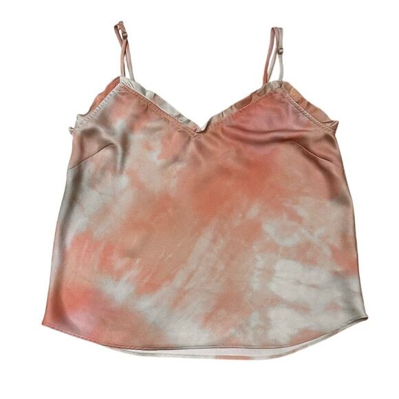 Aritzia Wilfred Satin Watercolor Tie-Dye Ruffle V-Neck Slip Cami Soft Girl, XS - Picture 2 of 8
